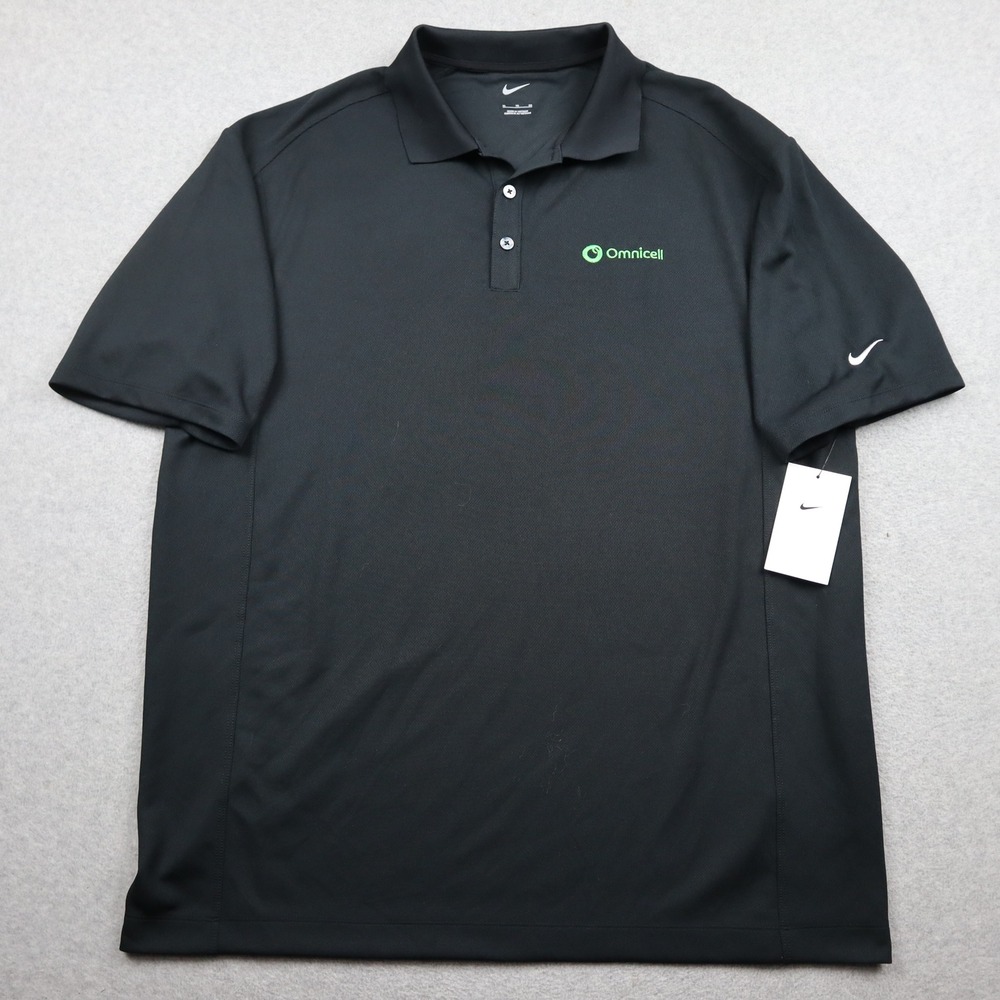 Nike Polo Shirt Mens XL Black Omnicell Embroidered Logo Short Sleeve Golf NWT